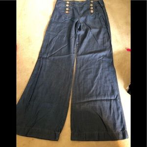 EUC {Anthro} Elevenses Chambray Nautical Pants 10